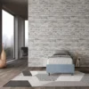 Letto 90x190cm singolo sommier in microfibra azzurro LIT93