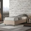 Letto 80x200cm singolo sommier in similpelle tortora LIT5