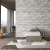 Letto 80x200cm singolo sommier in similpelle cappuccino LIT5