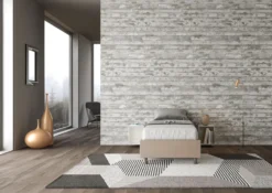 Letto 80x190cm singolo sommier in similpelle tortora LIT1
