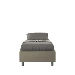 Letto 80x190cm singolo sommier in similpelle cappuccino LIT1