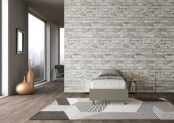 Letto 80x190cm singolo sommier in similpelle cappuccino LIT1
