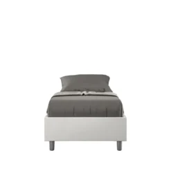 Letto 80x190cm singolo sommier in similpelle bianco LIT1