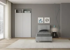 Letto 80x190cm singolo testiera dritta design moderno cemento LIT77
