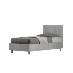 Letto 80x190cm singolo testiera dritta design moderno cemento LIT77