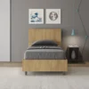 Letto 80x190cm singolo testiera dritta effetto legno quercia LIT77