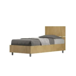 Letto 80x190cm singolo testiera dritta effetto legno quercia LIT77