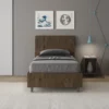 Letto 80x190cm singolo testiera dritta effetto legno noce LIT77