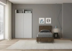 Letto 80x190cm singolo testiera dritta effetto legno noce LIT77