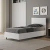 Letto 80x190cm singolo testiera dritta effetto legno bianco frassino LIT77