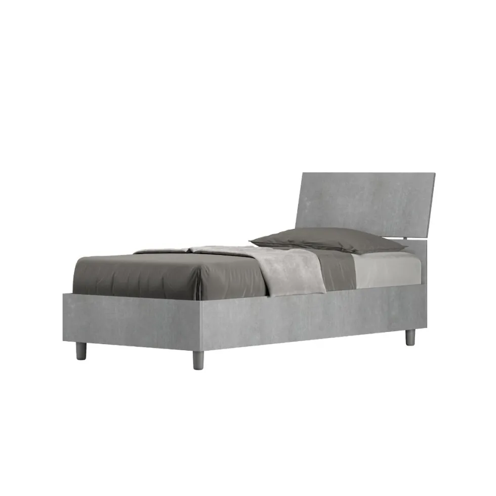 Letto 80x200cm singolo testiera inclinata moderno cemento LIT83