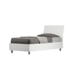Letto 80x200cm singolo testiera inclinata effetto legno bianco frassino LIT83