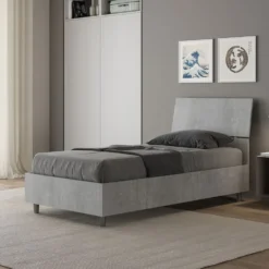 Letto 80x190cm singolo testiera inclinata moderno cemento LIT81