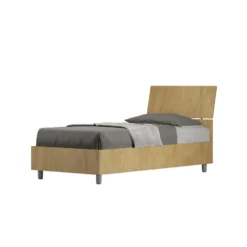 Letto 80x190cm singolo testiera inclinata effetto legno quercia LIT81