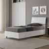 Letto 80x190cm singolo testiera inclinata effetto legno bianco frassino LIT81