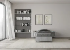 Letto 80x190cm singolo testiera in nobilitato design moderno cemento LIT73
