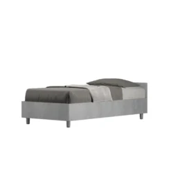 Letto 80x190cm singolo testiera in nobilitato design moderno cemento LIT73