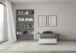 Letto 80x190cm singolo testiera in nobilitato design effetto legno bianco frassino LIT73