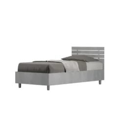 Letto 80x190cm testiera dritta design moderno cemento LIT85