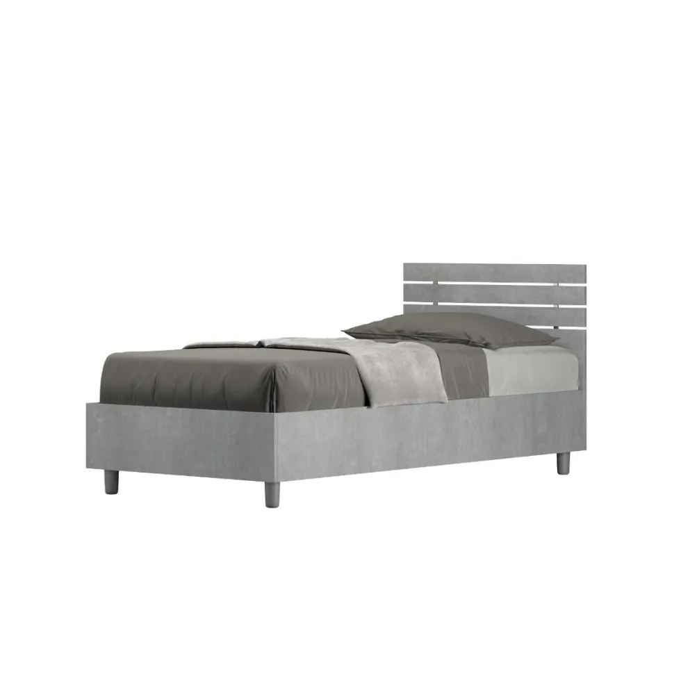 Letto 80x190cm testiera dritta design moderno cemento LIT85