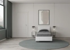Letto 80x200cm testiera dritta effetto legno bianco frassino LIT87