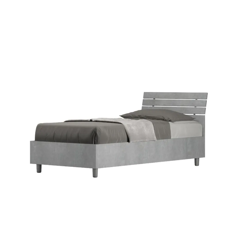 Letto 80x190cm testiera inclinata design moderno cemento LIT89