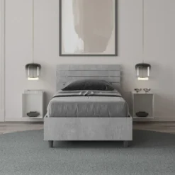Letto 80x190cm testiera inclinata design moderno cemento LIT89