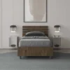 Letto 80x190cm testiera inclinata effetto legno noce LIT89