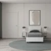 Letto 80x190cm testiera inclinata effetto legno bianco frassino LIT89