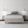 Letto 120x190cm una piazza e mezza sommier in microfibra sabbia beige LIT137