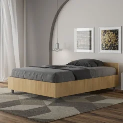 Letto 120x200cm una piazza e mezza testiera effetto legno quercia LIT239