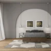 Letto 120x200cm una piazza e mezza testiera effetto legno noce LIT239
