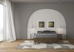 Letto 120x200cm una piazza e mezza testiera effetto legno noce LIT239