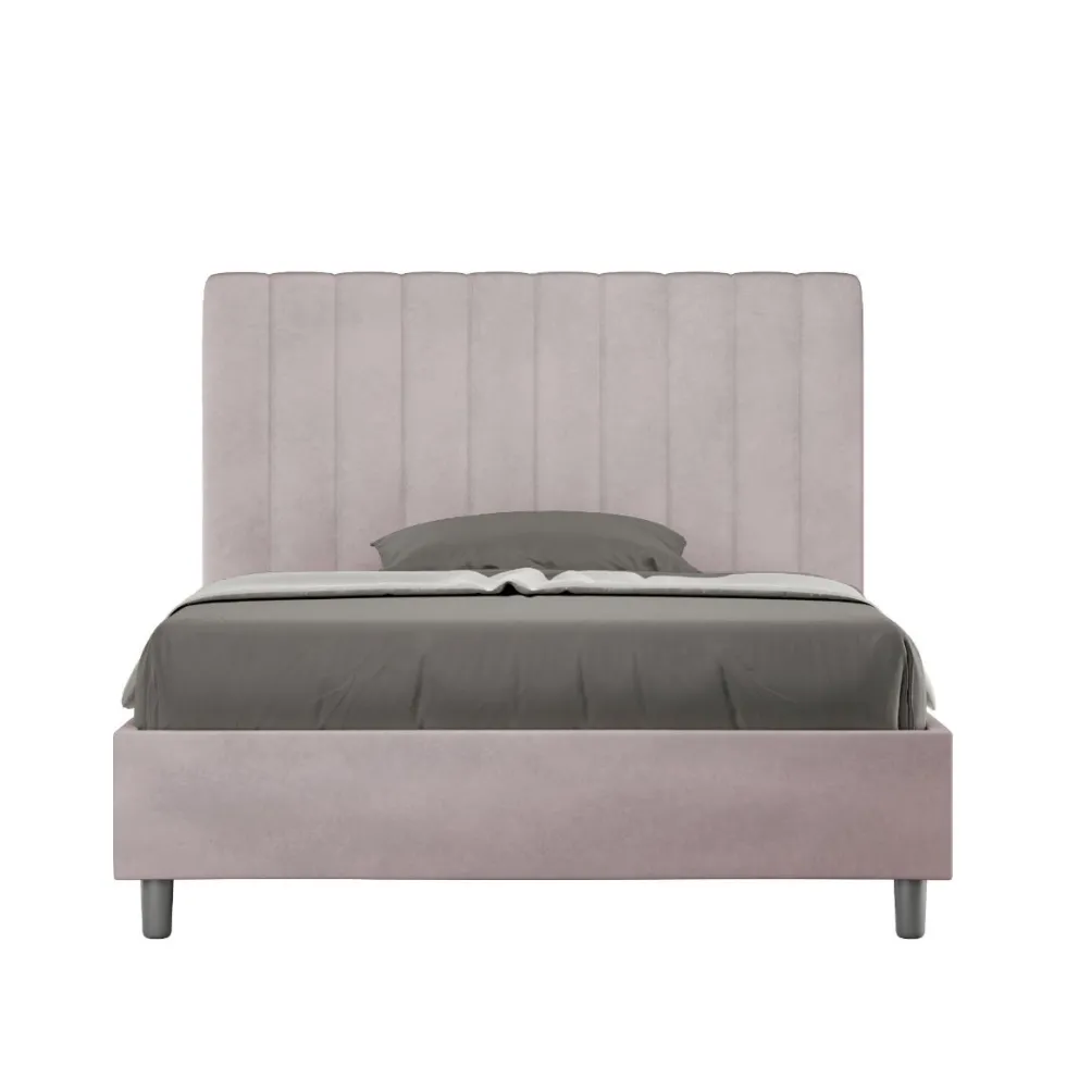 Letto 120x200cm una piazza e mezzo con testiera trapuntata in microfibra glicine lilla LIT231