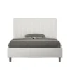 Letto 120x200cm una piazza e mezzo con testiera trapuntata in similpelle bianco LIT229