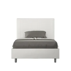 Letto 120x210cm una piazza e mezzo con testiera a linee verticali bianco LIT223