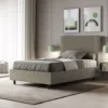 Letto 120x190cm una piazza e mezzo con testiera a linee verticali cappuccino LIT219