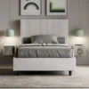 Letto 120x190cm una piazza e mezzo con testiera a linee verticali bianco LIT219