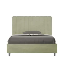 Letto 120x210cm una piazza e mezzo con testiera trapuntata in microfibra tè verde LIT235
