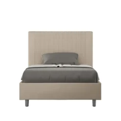 Letto 120x210cm una piazza e mezzo con testiera a linee verticali tortora LIT223