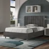 Letto 120x190cm una piazza e mezzo con testiera trapuntata in microfibra grigio LIT227