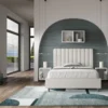 Letto 120x190cm una piazza e mezzo con testiera trapuntata in similpelle bianco LIT225