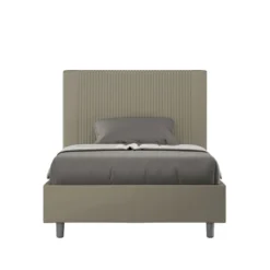 Letto 120x210cm una piazza e mezzo con testiera a linee verticali cappuccino LIT223