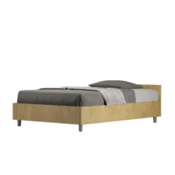 Letto 120x190cm una piazza e mezzo testiera effetto legno quercia LIT237