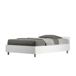 Letto 120x190cm una piazza e mezzo testiera effetto legno bianco frassino LIT237