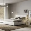 Letto 160x200 matrimoniale con giroletto imbottito in similpelle bianco LIT449
