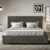 Letto 160x190 matrimoniale con giroletto imbottito in microfibra grigio LIT447