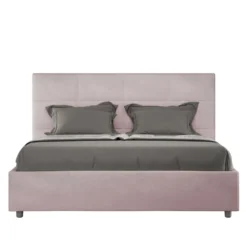 Letto 160x190 matrimoniale con giroletto imbottito in microfibra glicine lilla LIT447