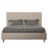 Letto 160x190 matrimoniale contenitore in similpelle con testiera effetto trapuntato tortora LIT482