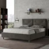 Letto 160x200 matrimoniale contenitore con testiera imbottita con tre bottoni microfibra grigio LIT440
